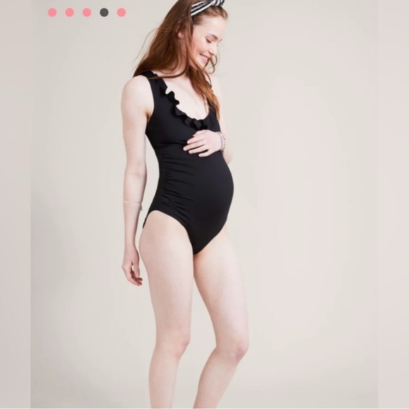 Black Ruffle Maternity Top - Picture 4 of 5